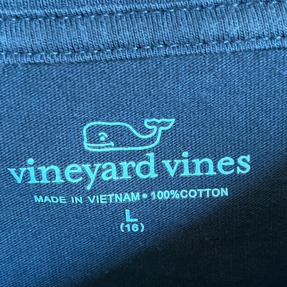 Vineyard Vines Classic Whale Graphic Blue LS Tee Unisex Boys Size Large 16 VGUC - Picture 3 of 8